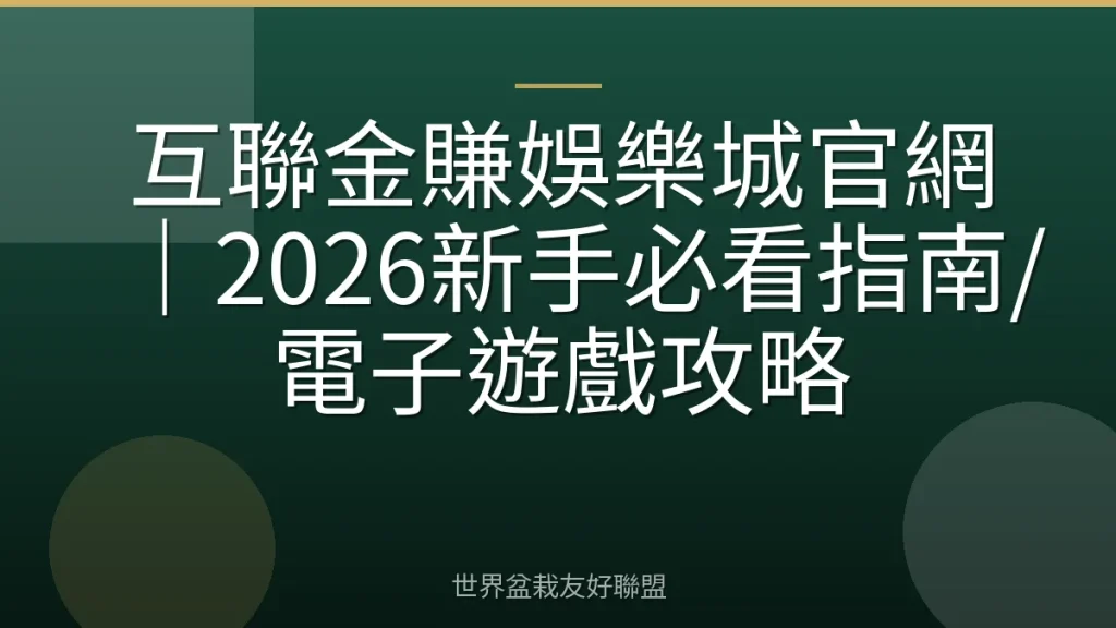 互聯金賺娛樂城官網｜2026新手必看指南/電子遊戲攻略