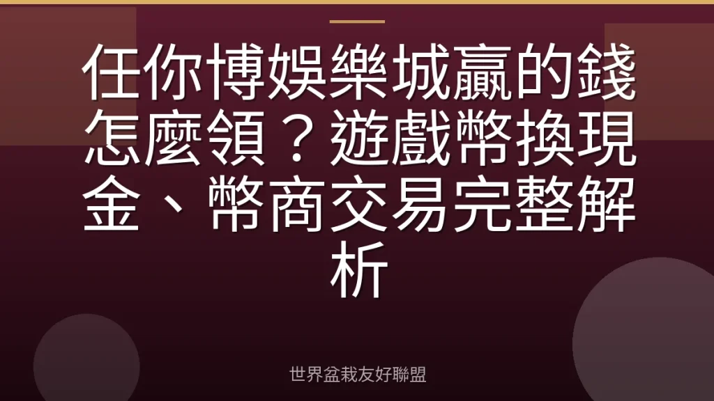 任你博娛樂城贏的錢怎麼領?遊戲幣換現金、幣商交易完整解析