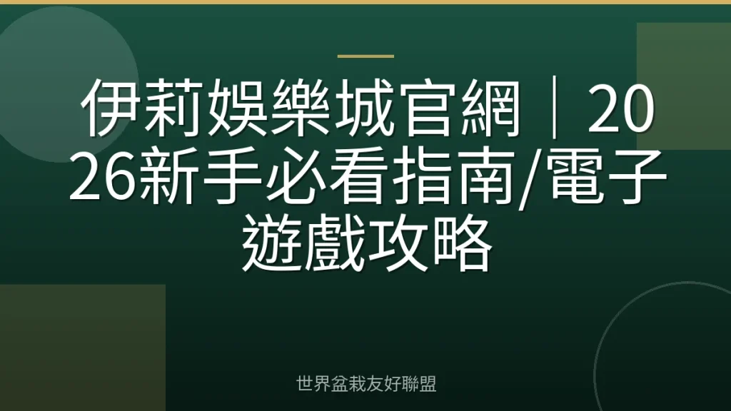 伊莉娛樂城官網|2026新手必看指南/電子遊戲攻略