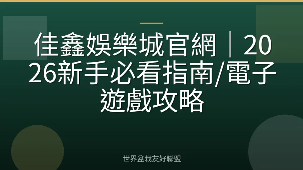佳鑫娛樂城官網|2026新手必看指南/電子遊戲攻略