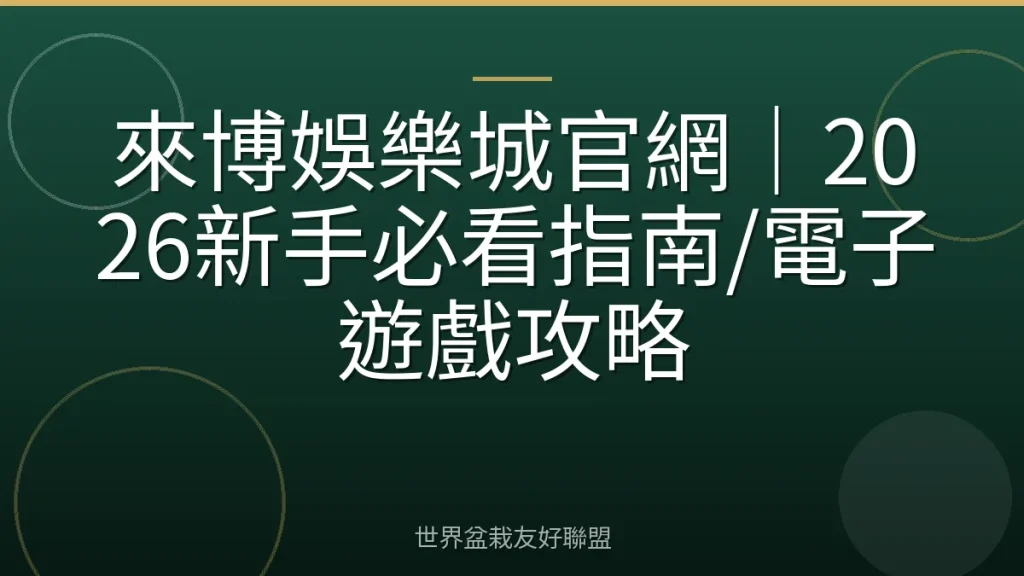 來博娛樂城官網|2026新手必看指南/電子遊戲攻略