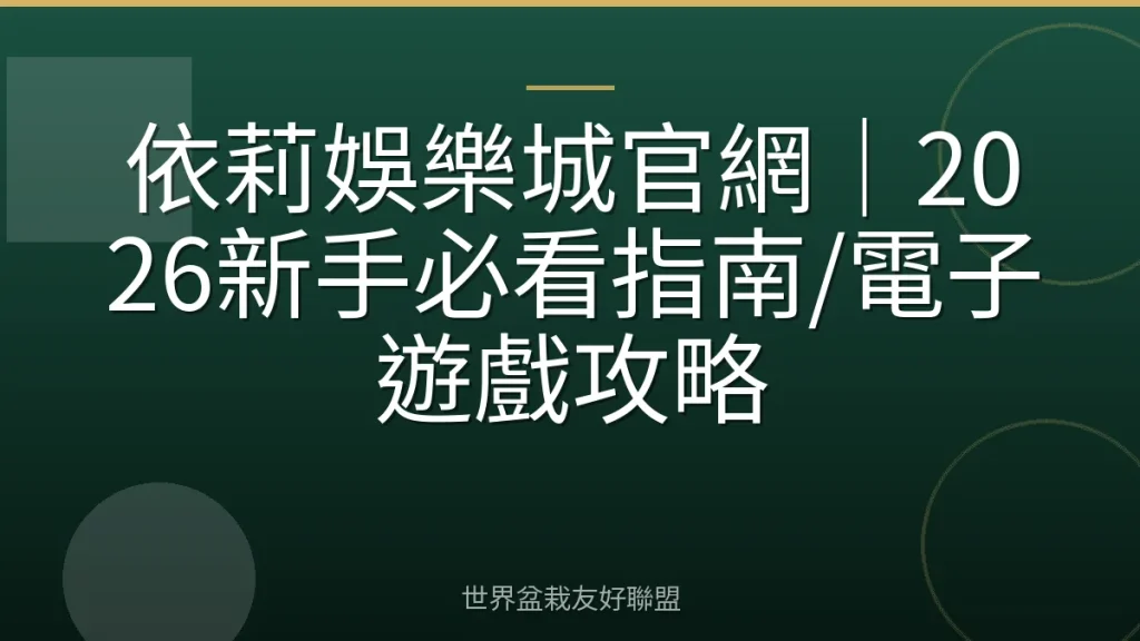 依莉娛樂城官網|2026新手必看指南/電子遊戲攻略