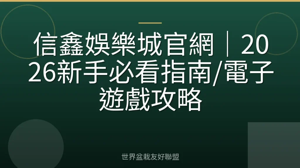 信鑫娛樂城官網|2026新手必看指南/電子遊戲攻略