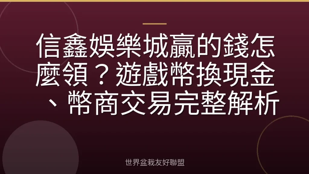 信鑫娛樂城贏的錢怎麼領?遊戲幣換現金、幣商交易完整解析