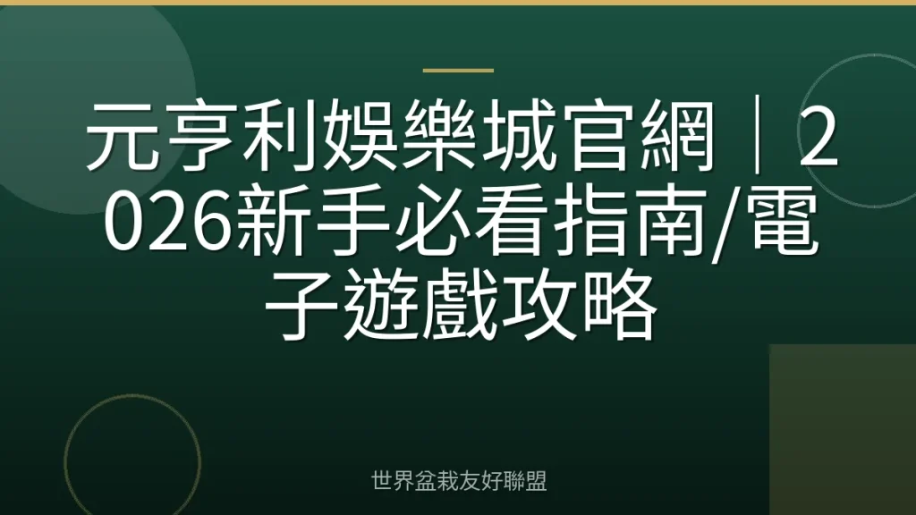 元亨利娛樂城官網|2026新手必看指南/電子遊戲攻略