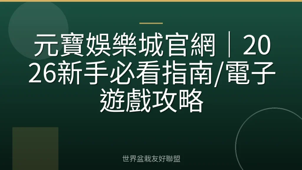 元寶娛樂城官網｜2026新手必看指南/電子遊戲攻略