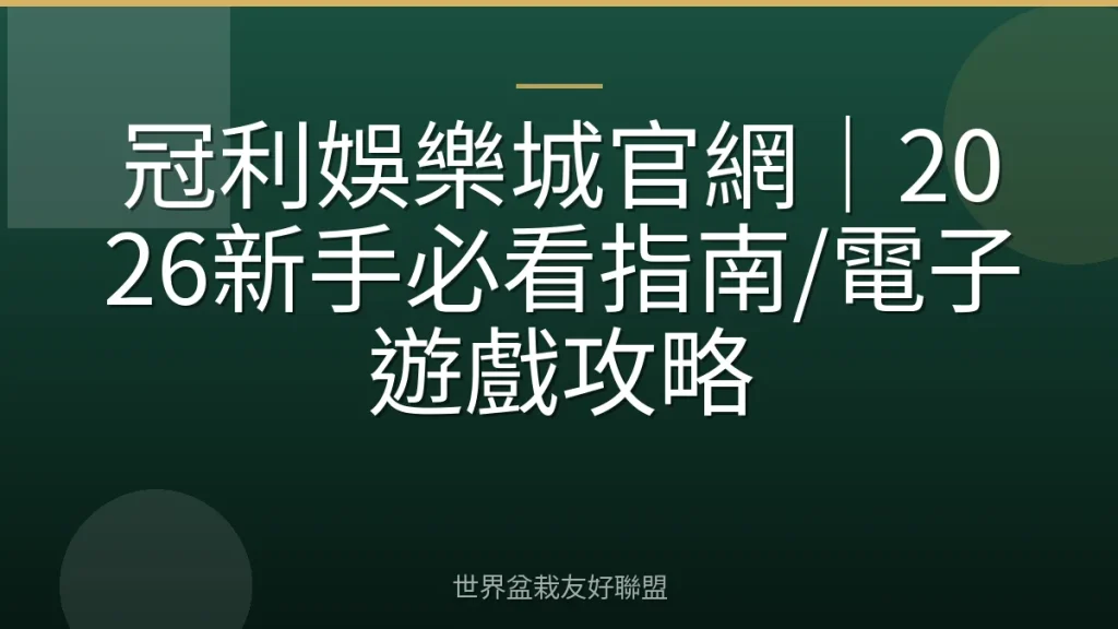 冠利娛樂城官網|2026新手必看指南/電子遊戲攻略