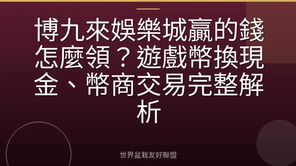 博九來娛樂城贏的錢怎麼領?遊戲幣換現金、幣商交易完整解析