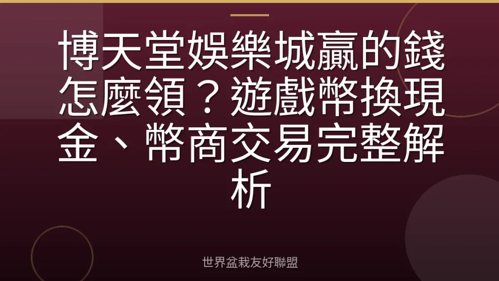 博天堂娛樂城贏的錢怎麼領?遊戲幣換現金、幣商交易完整解析