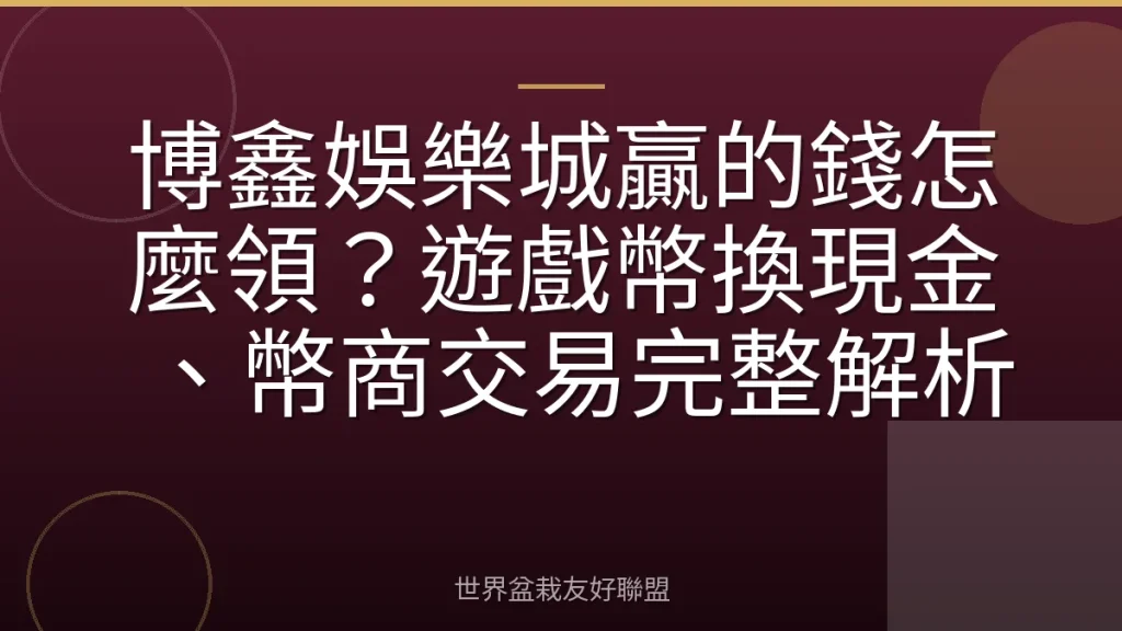博鑫娛樂城贏的錢怎麼領？遊戲幣換現金、幣商交易完整解析