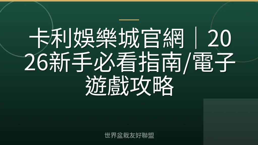 卡利娛樂城官網｜2026新手必看指南/電子遊戲攻略