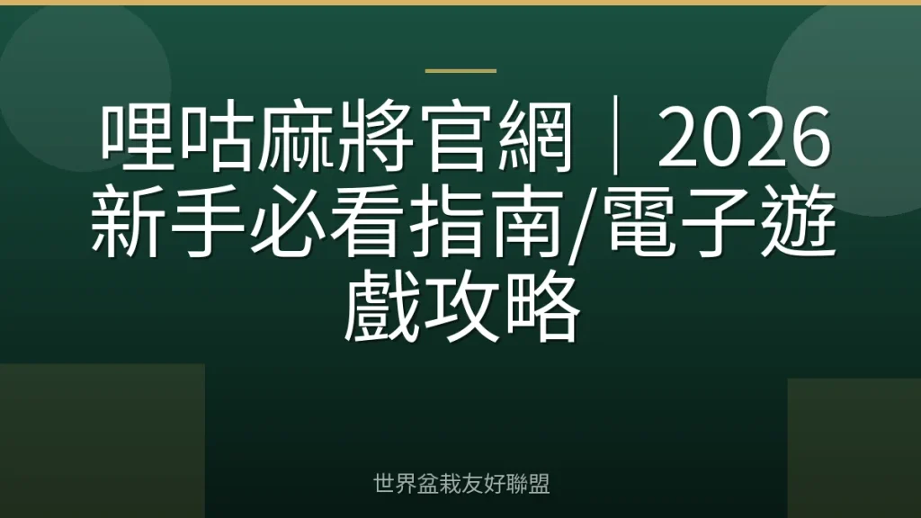 哩咕麻將官網｜2026新手必看指南/電子遊戲攻略