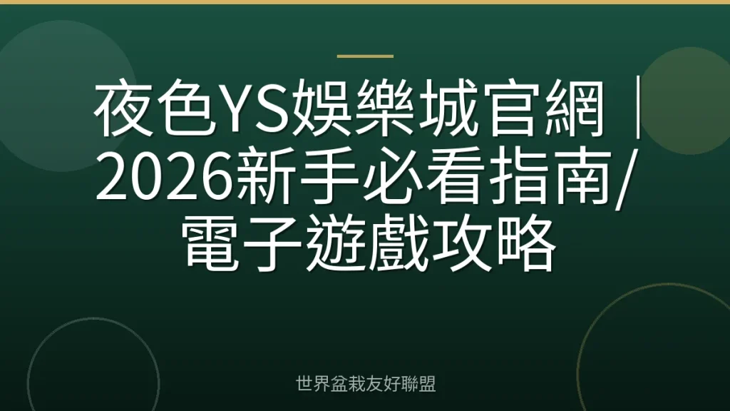 夜色YS娛樂城官網｜2026新手必看指南/電子遊戲攻略