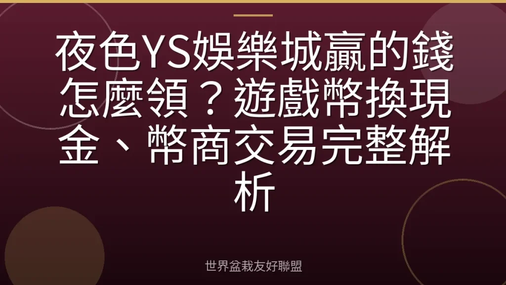 夜色YS娛樂城贏的錢怎麼領?遊戲幣換現金、幣商交易完整解析