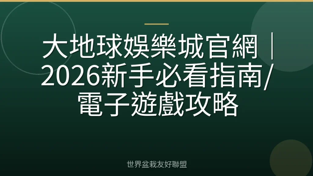 大地球娛樂城官網｜2026新手必看指南/電子遊戲攻略