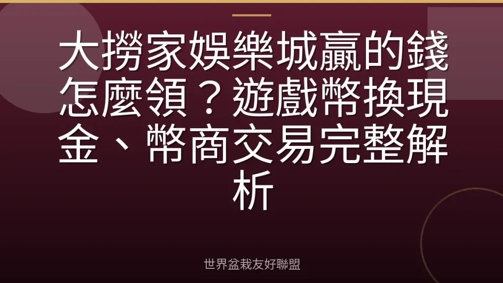 大撈家娛樂城贏的錢怎麼領?遊戲幣換現金、幣商交易完整解析