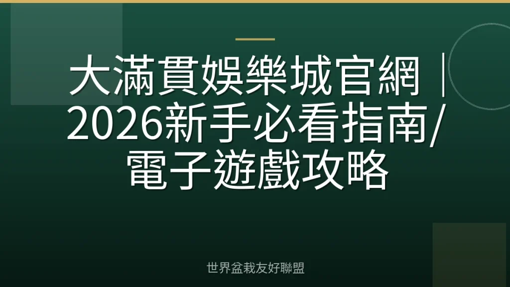 大滿貫娛樂城官網|2026新手必看指南/電子遊戲攻略