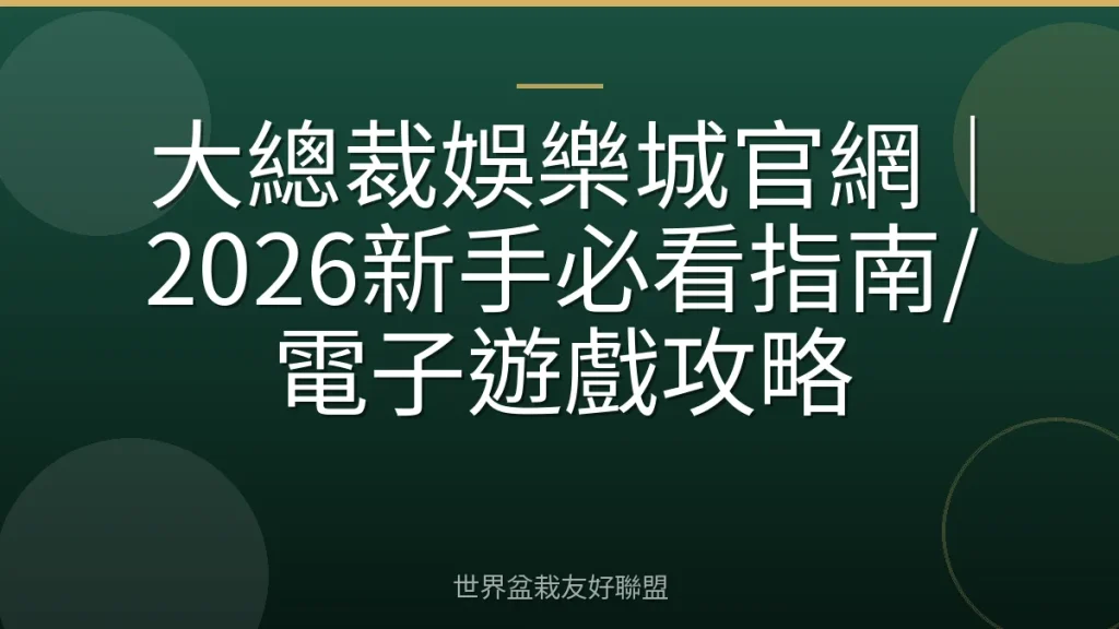 大總裁娛樂城官網｜2026新手必看指南/電子遊戲攻略