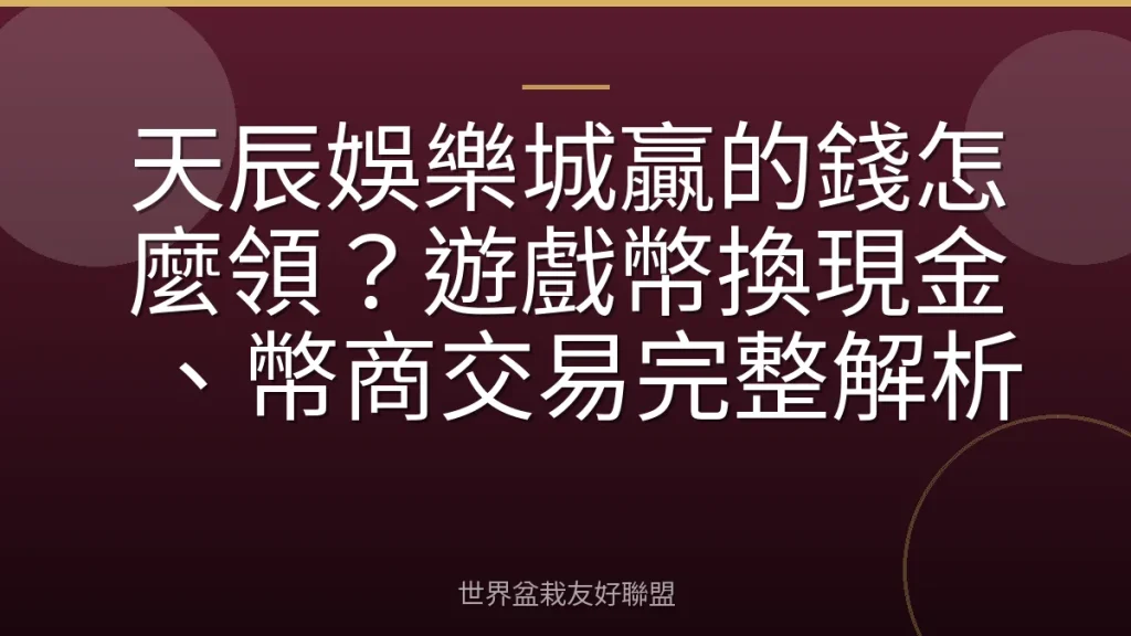 天辰娛樂城贏的錢怎麼領？遊戲幣換現金、幣商交易完整解析