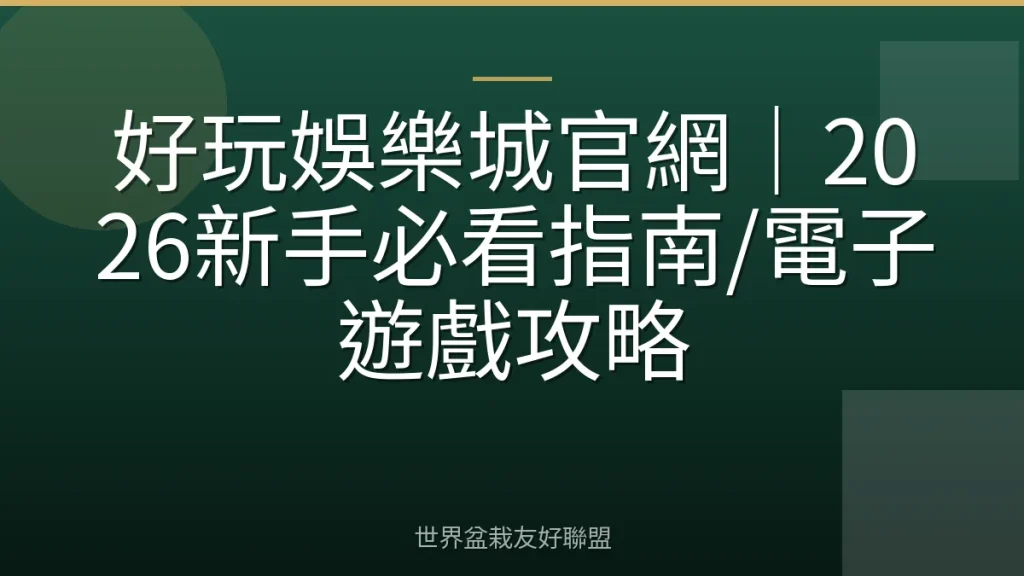 好玩娛樂城官網｜2026新手必看指南/電子遊戲攻略
