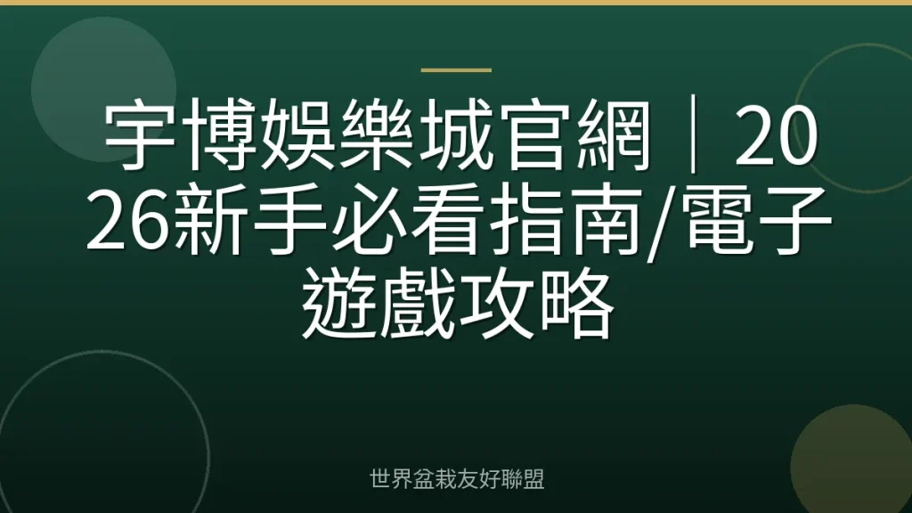 宇博娛樂城官網|2026新手必看指南/電子遊戲攻略