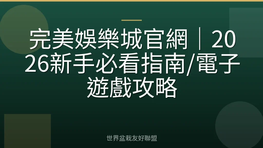 完美娛樂城官網|2026新手必看指南/電子遊戲攻略