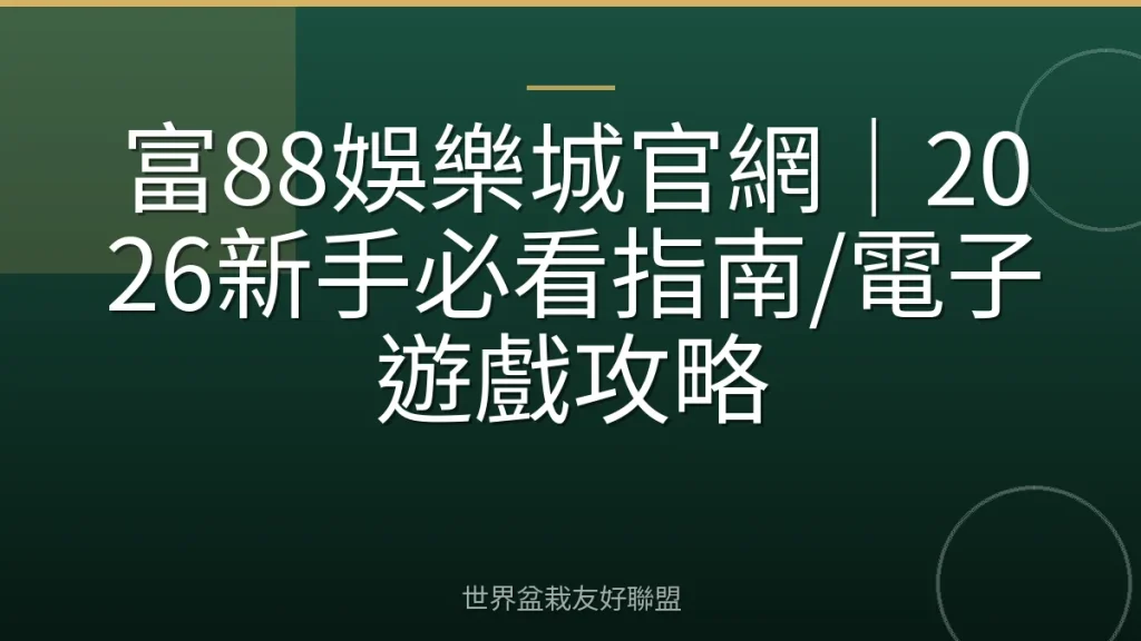 富88娛樂城官網｜2026新手必看指南/電子遊戲攻略