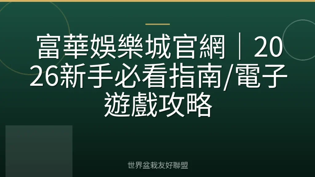 富華娛樂城官網｜2026新手必看指南/電子遊戲攻略