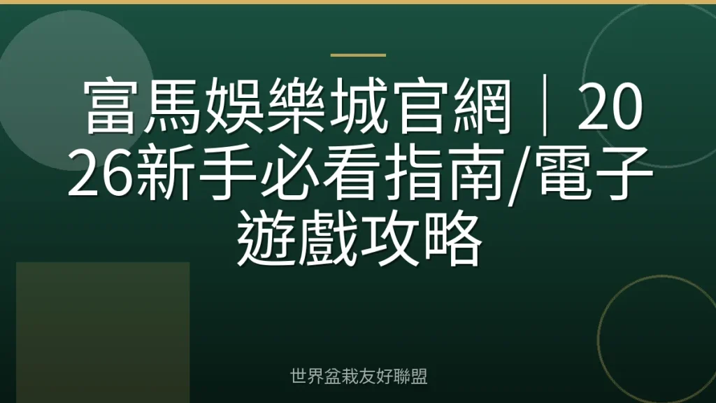 富馬娛樂城官網|2026新手必看指南/電子遊戲攻略
