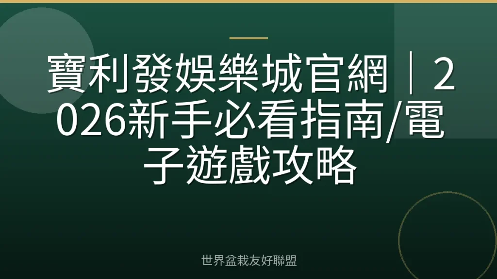 寶利發娛樂城官網｜2026新手必看指南/電子遊戲攻略