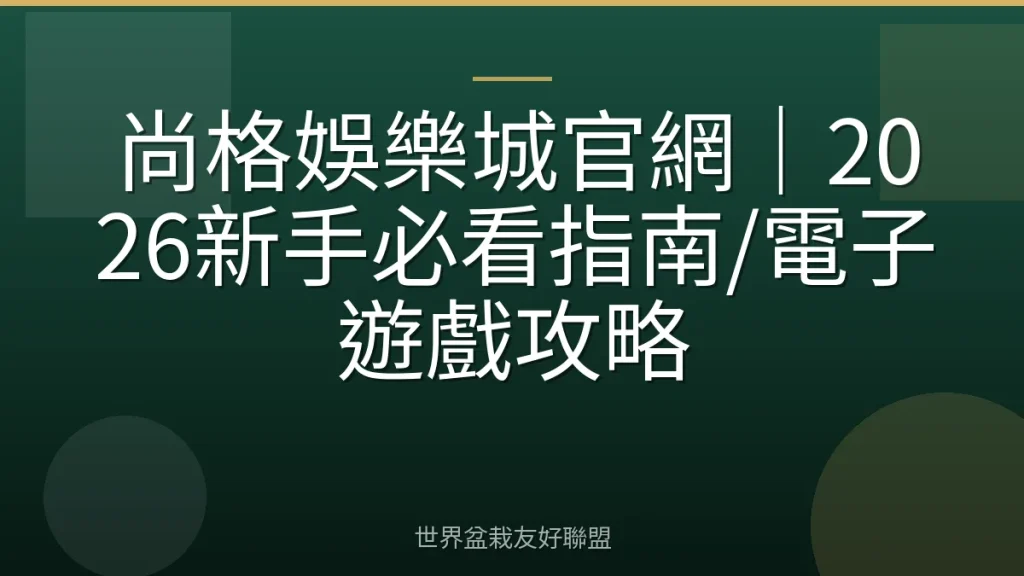 尚格娛樂城官網|2026新手必看指南/電子遊戲攻略