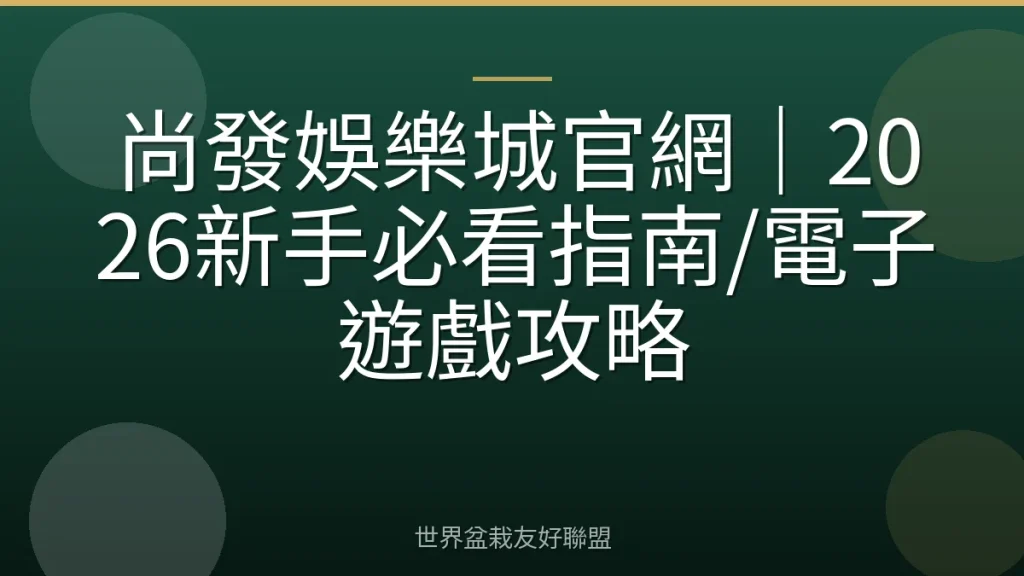尚發娛樂城官網|2026新手必看指南/電子遊戲攻略