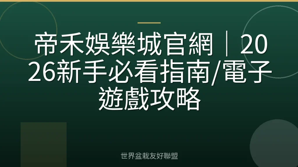 帝禾娛樂城官網｜2026新手必看指南/電子遊戲攻略