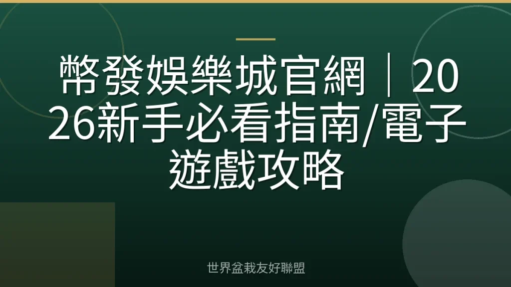 幣發娛樂城官網|2026新手必看指南/電子遊戲攻略