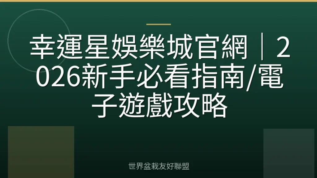 幸運星娛樂城官網|2026新手必看指南/電子遊戲攻略