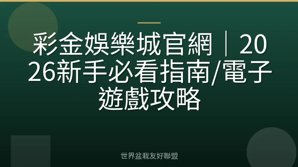 彩金娛樂城官網|2026新手必看指南/電子遊戲攻略