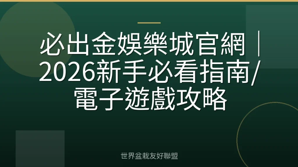 必出金娛樂城官網｜2026新手必看指南/電子遊戲攻略