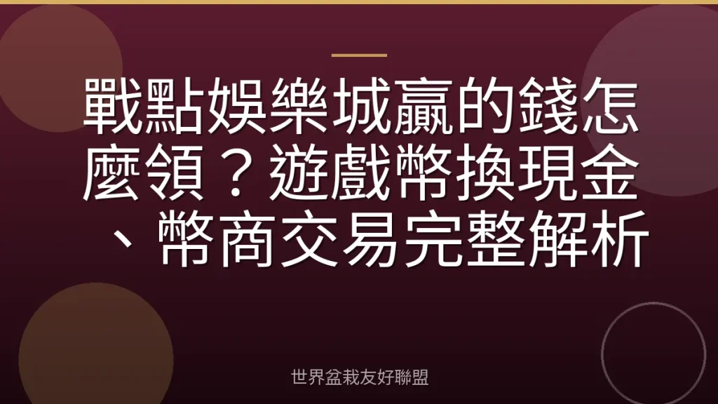 戰點娛樂城贏的錢怎麼領?遊戲幣換現金、幣商交易完整解析