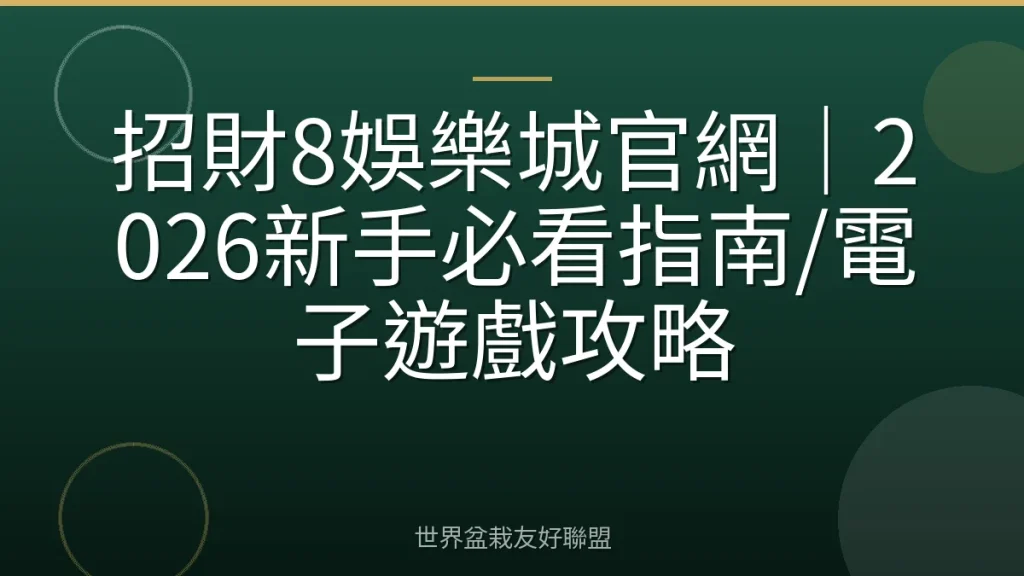 招財8娛樂城官網｜2026新手必看指南/電子遊戲攻略
