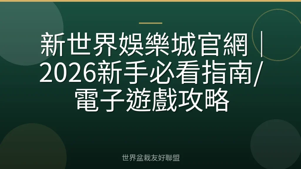 新世界娛樂城官網|2026新手必看指南/電子遊戲攻略