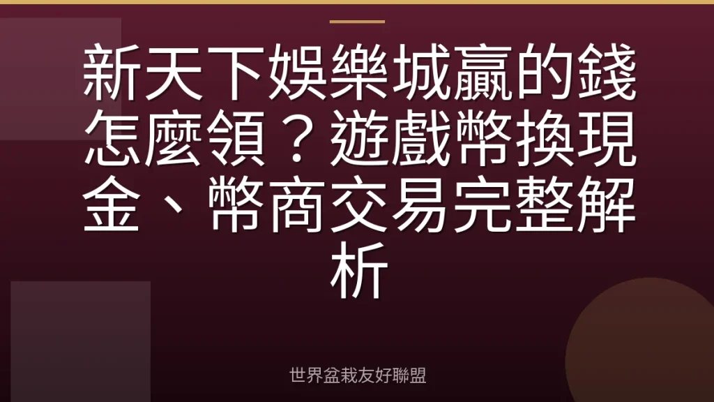 新天下娛樂城贏的錢怎麼領?遊戲幣換現金、幣商交易完整解析
