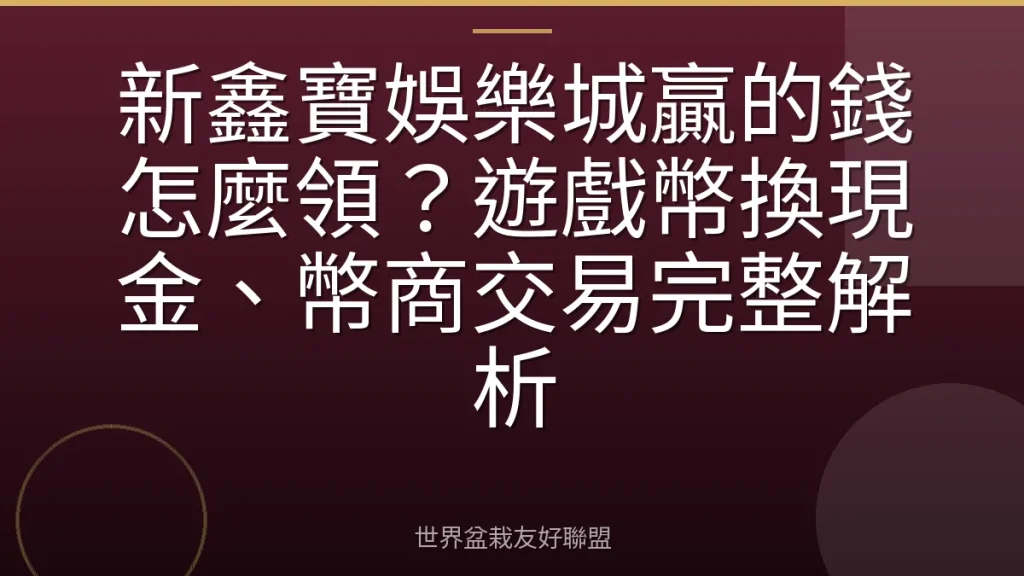 新鑫寶娛樂城贏的錢怎麼領?遊戲幣換現金、幣商交易完整解析