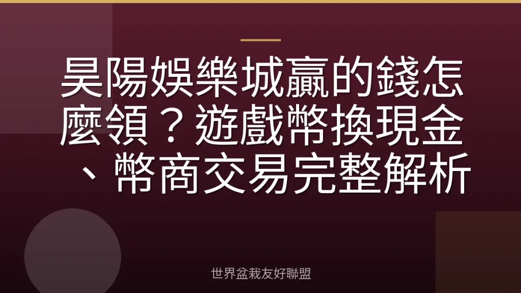昊陽娛樂城贏的錢怎麼領?遊戲幣換現金、幣商交易完整解析