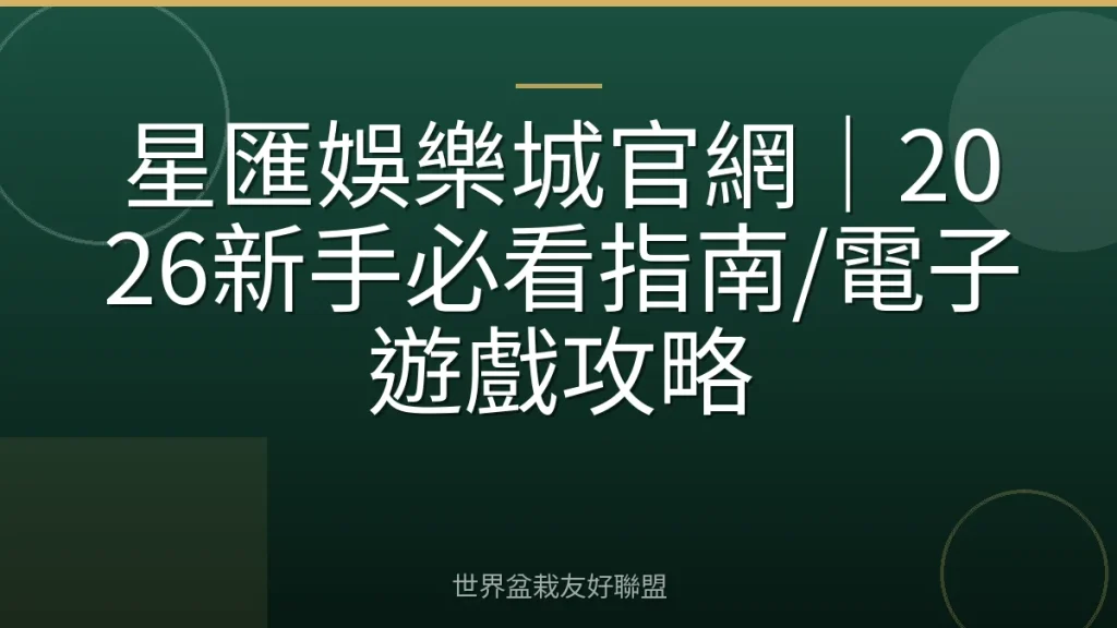星匯娛樂城官網|2026新手必看指南/電子遊戲攻略