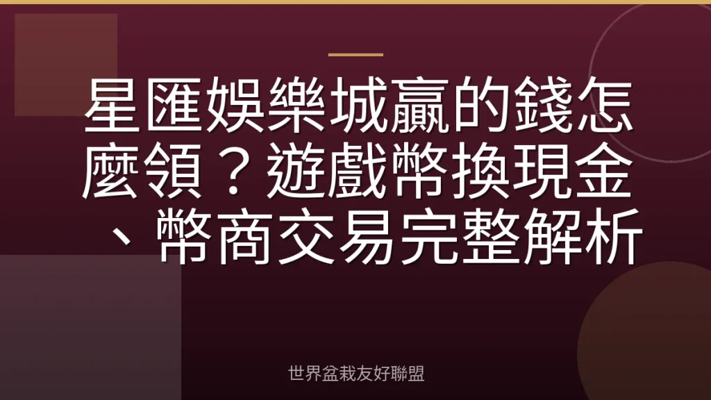 星匯娛樂城贏的錢怎麼領?遊戲幣換現金、幣商交易完整解析