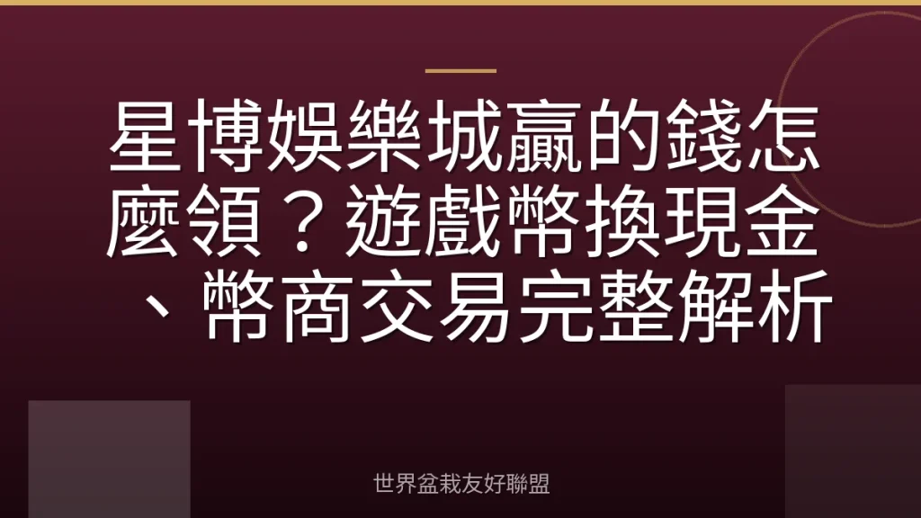 星博娛樂城贏的錢怎麼領?遊戲幣換現金、幣商交易完整解析