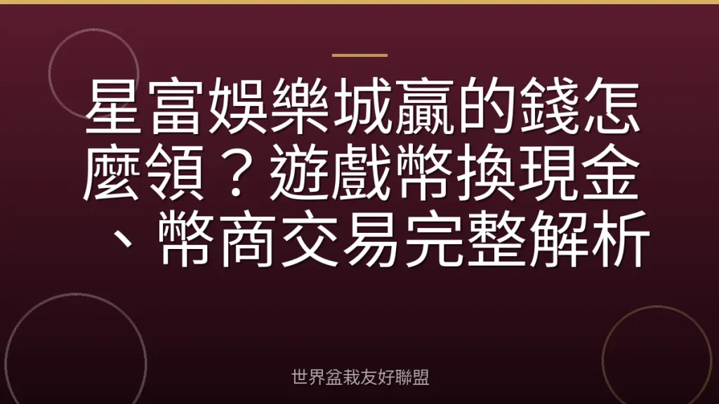 星富娛樂城贏的錢怎麼領?遊戲幣換現金、幣商交易完整解析