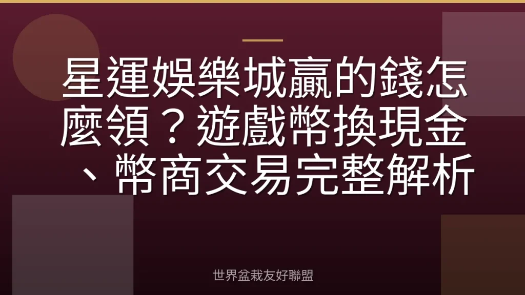 星運娛樂城贏的錢怎麼領？遊戲幣換現金、幣商交易完整解析