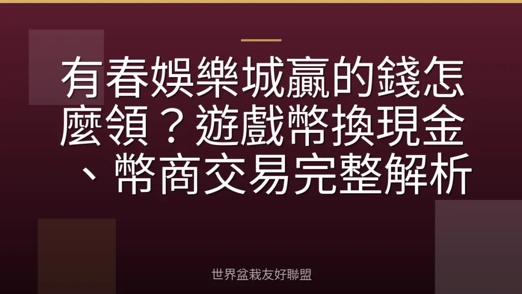 有春娛樂城贏的錢怎麼領？遊戲幣換現金、幣商交易完整解析