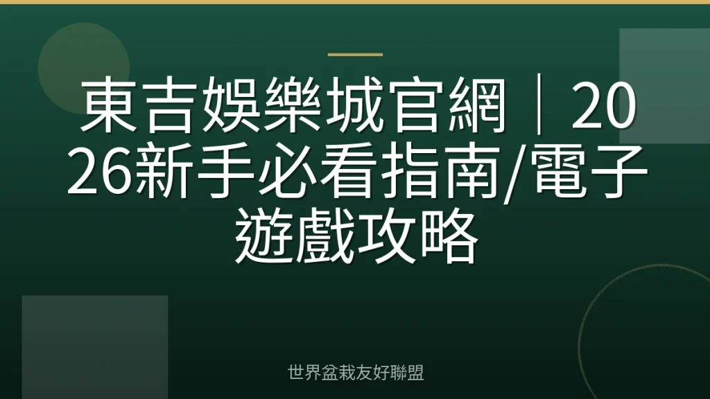 東吉娛樂城官網|2026新手必看指南/電子遊戲攻略